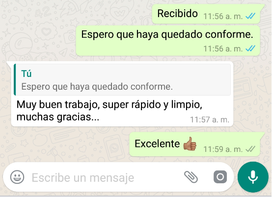 Cliente satisfecho en Las Praderas
