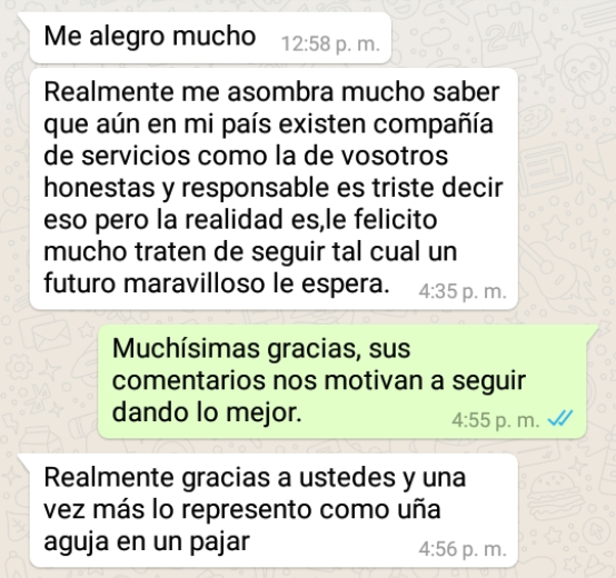 Cliente satisfecho en Mirador Sur